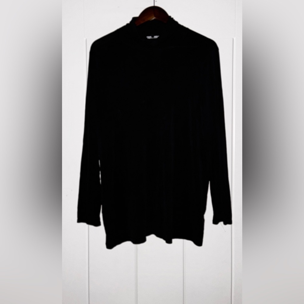 Eileen Fisher Scrunch Neck Jersey Knit Slim Fit Top Women PL Simple Boxy